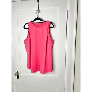 Crown & Ivy Women's Coral Pink Scalloped Stretchy Athletic Tank Top XXL